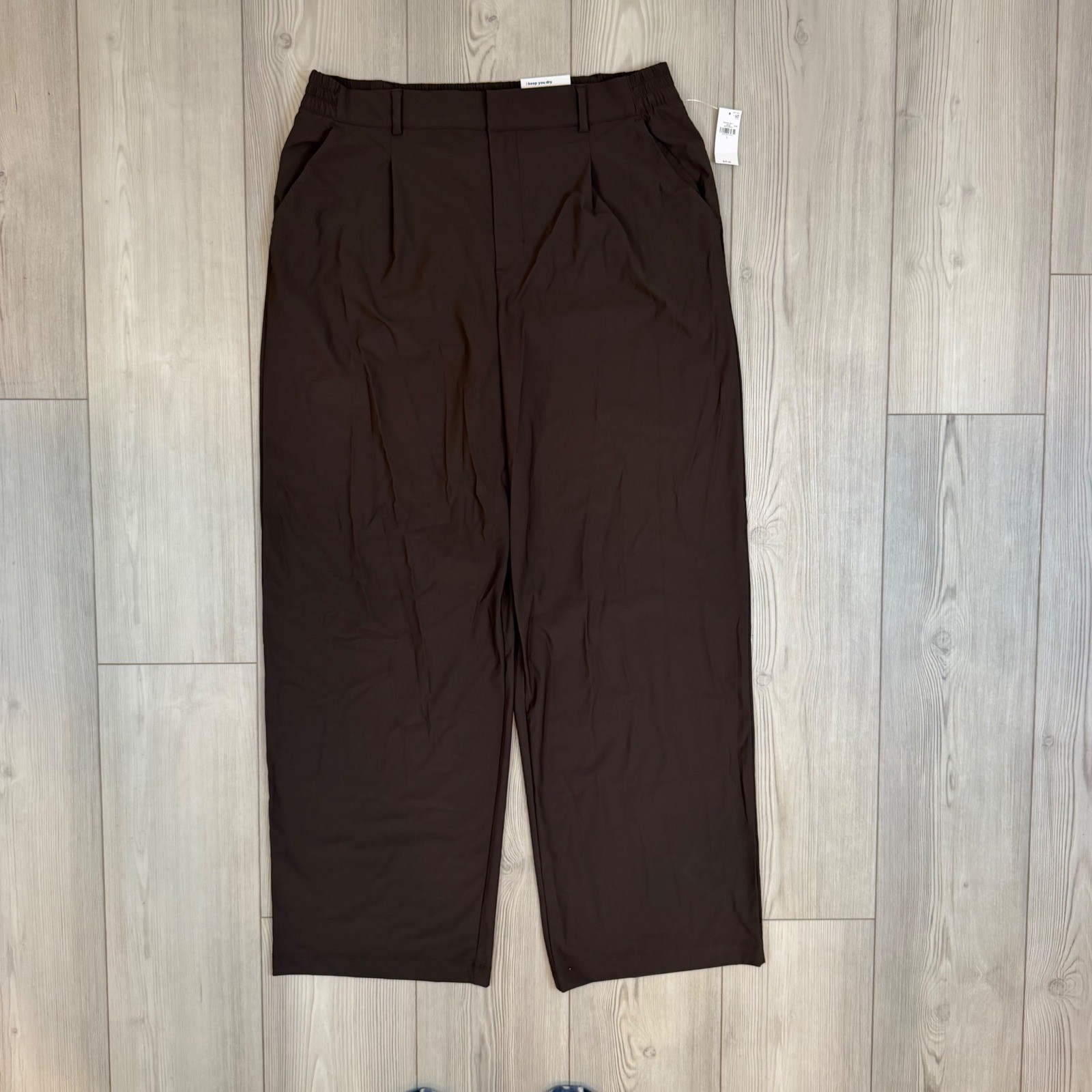 Old Navy SleekTech Go-Dry High-Rise Tailored Pants Brown Black Coffee L NEW