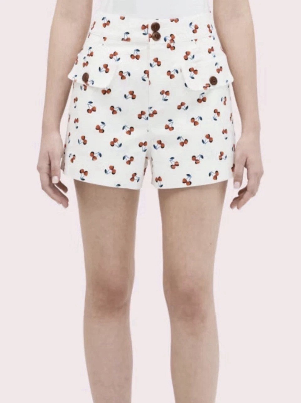 Kate Spade Cherry Toss Short Stretch-Cotton Twill Fabric Size 0 New Defaced
