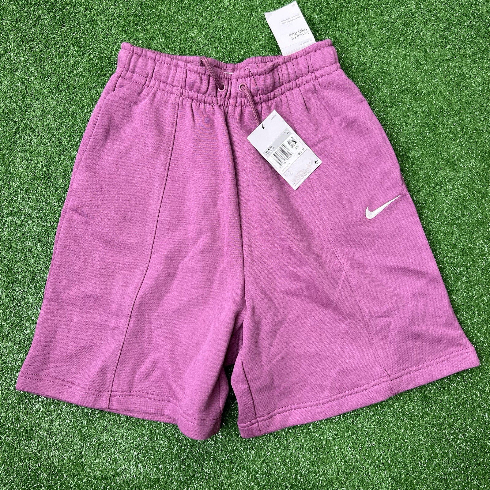 Nike Fleece Shorts Size XS Womens Purple NSW Essential Loose Fit High Rise