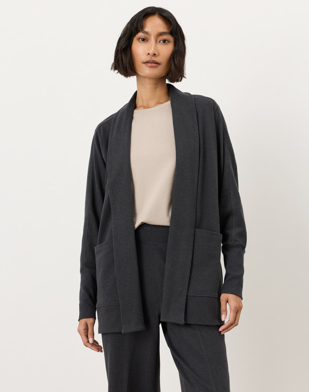 PACT Organic Airplane Wrap Cardigan, Charcoal Heather