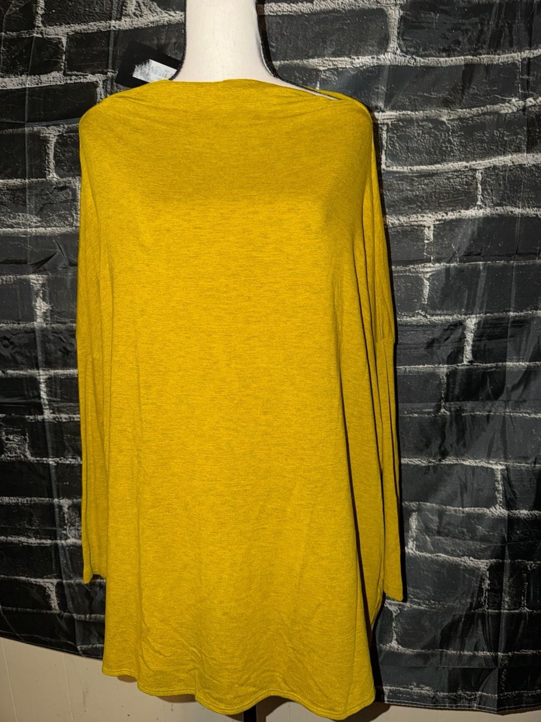 Bryn Walker Mustard Yellow Long Sleeve Asymmetric Hem Tunic Top