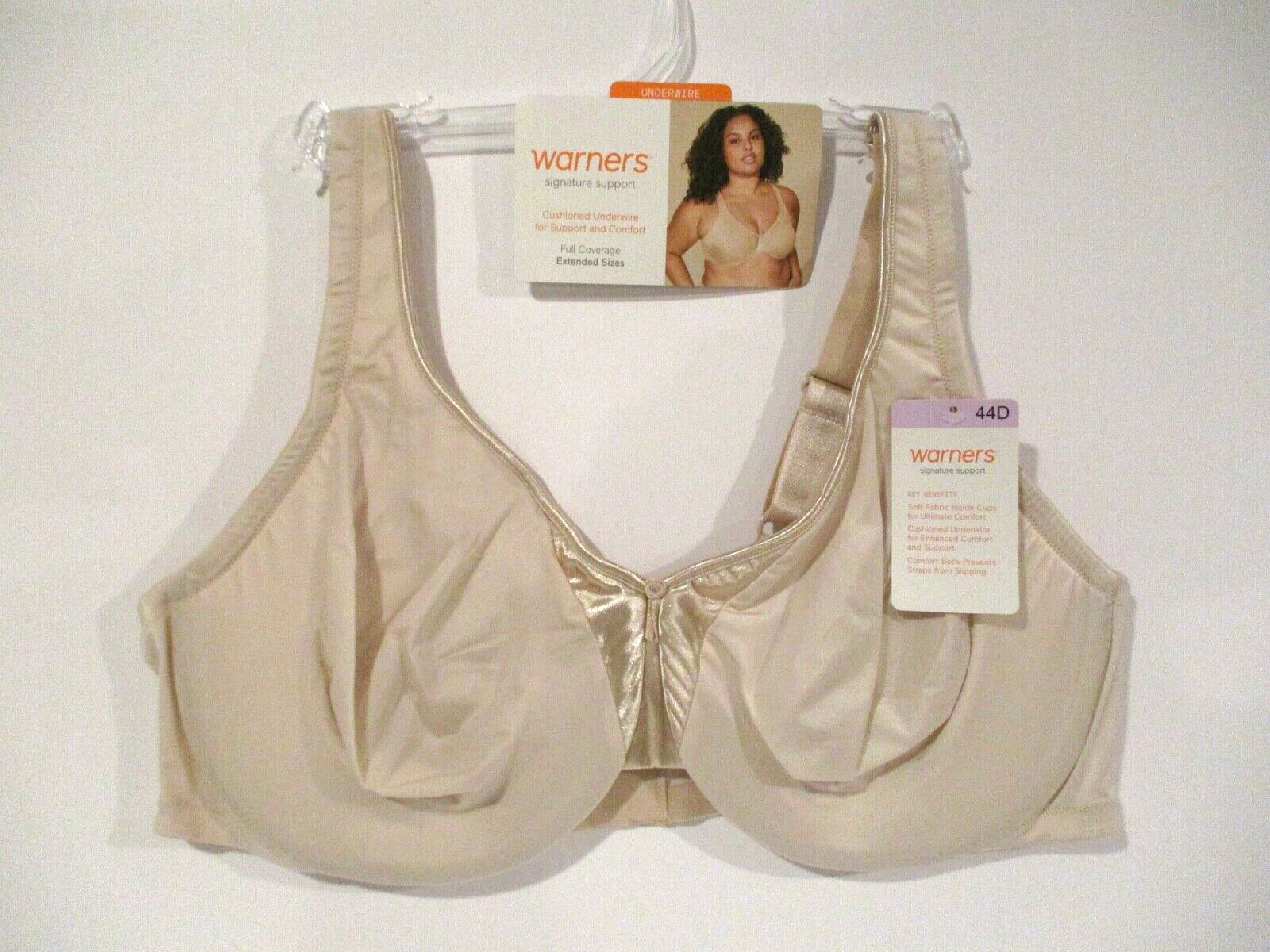 Warners bra signature support satin underwire size 44 D #35002A Butterscotch