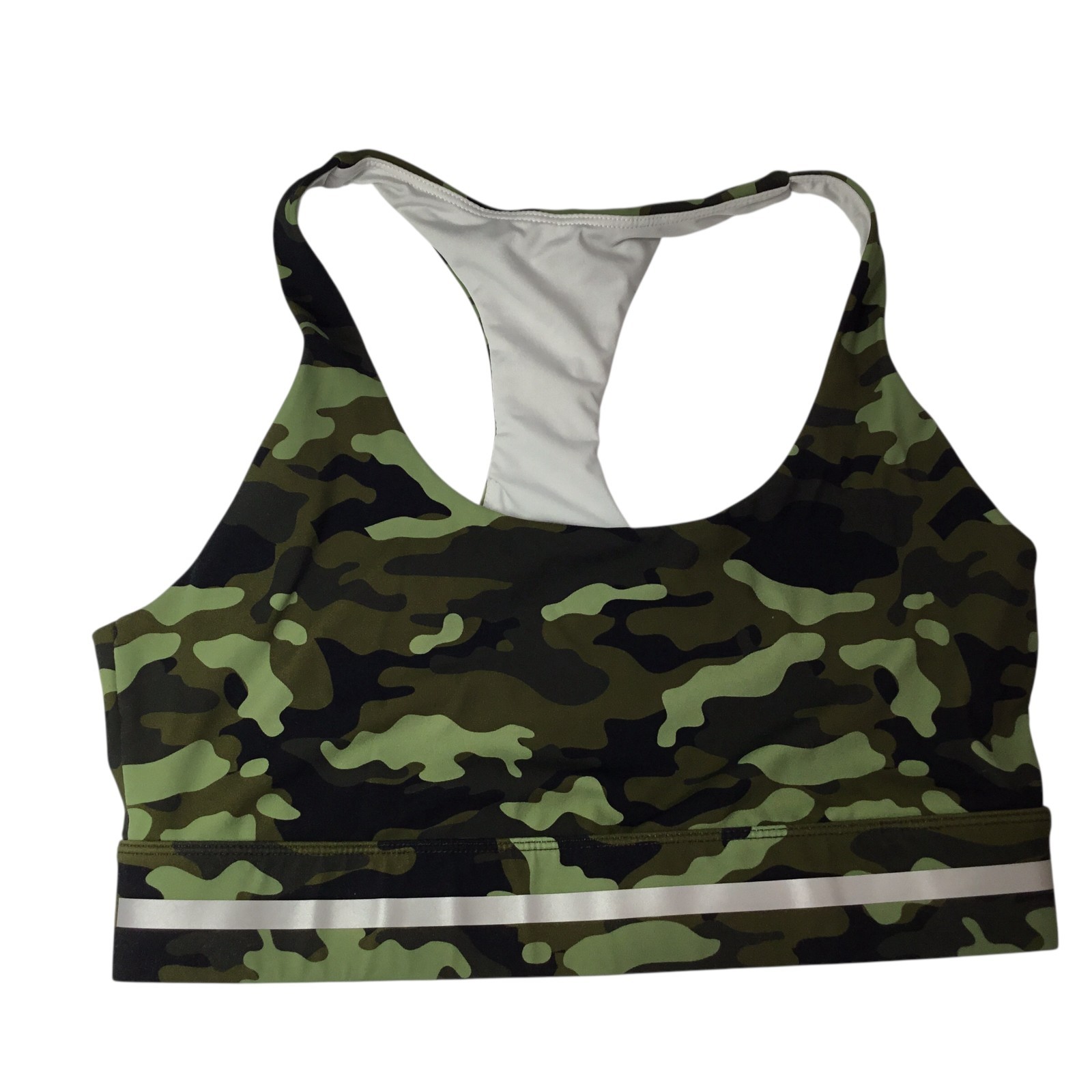 Zyia Sports Bra Size Large Camo Reflective Tape Racerback Lined