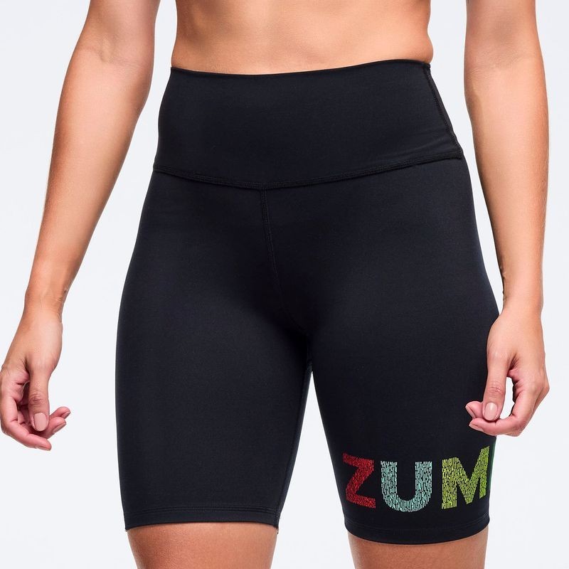 Zumba Latin Movement High Waisted Long Biker Shorts – Bold Black ~ XS S M L XL