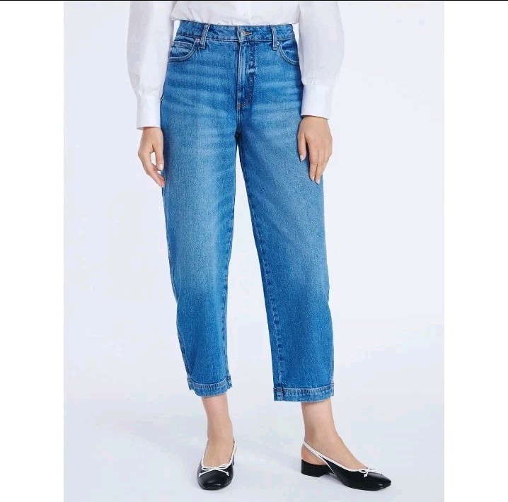 Free Assembly Barrel Jeans Womens Sz 8 Mid Rise Wide Hem Ankle Pants 28″ Inseam