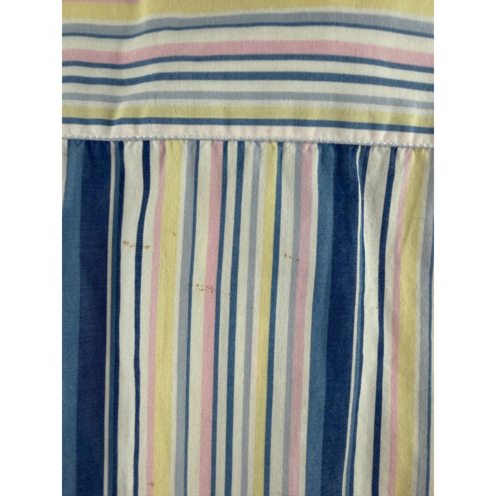 Talbots Woman Blue Yellow Pink Striped Button Down 3/4 Sleeve Shirt Plus Size