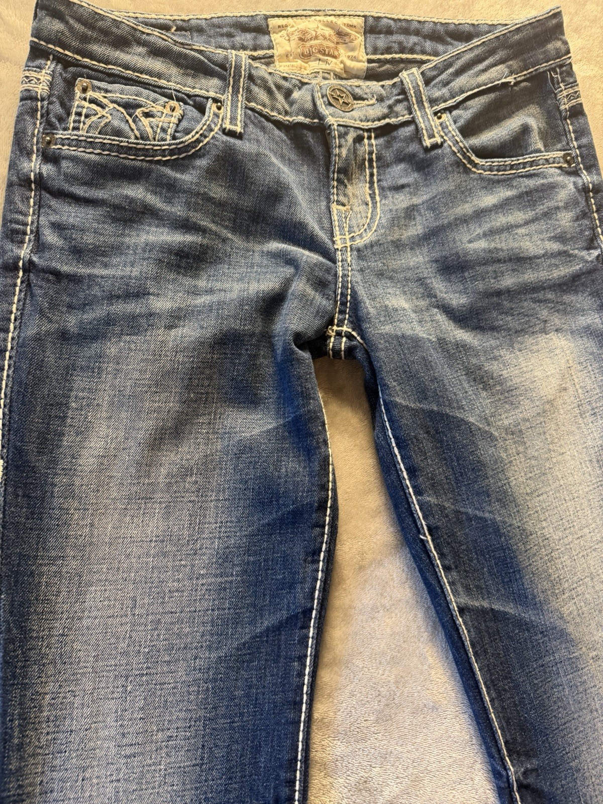 VTG Big Star by Buckle Jeans Womens 29×32 Liv Distressed Faded Low Rise Western