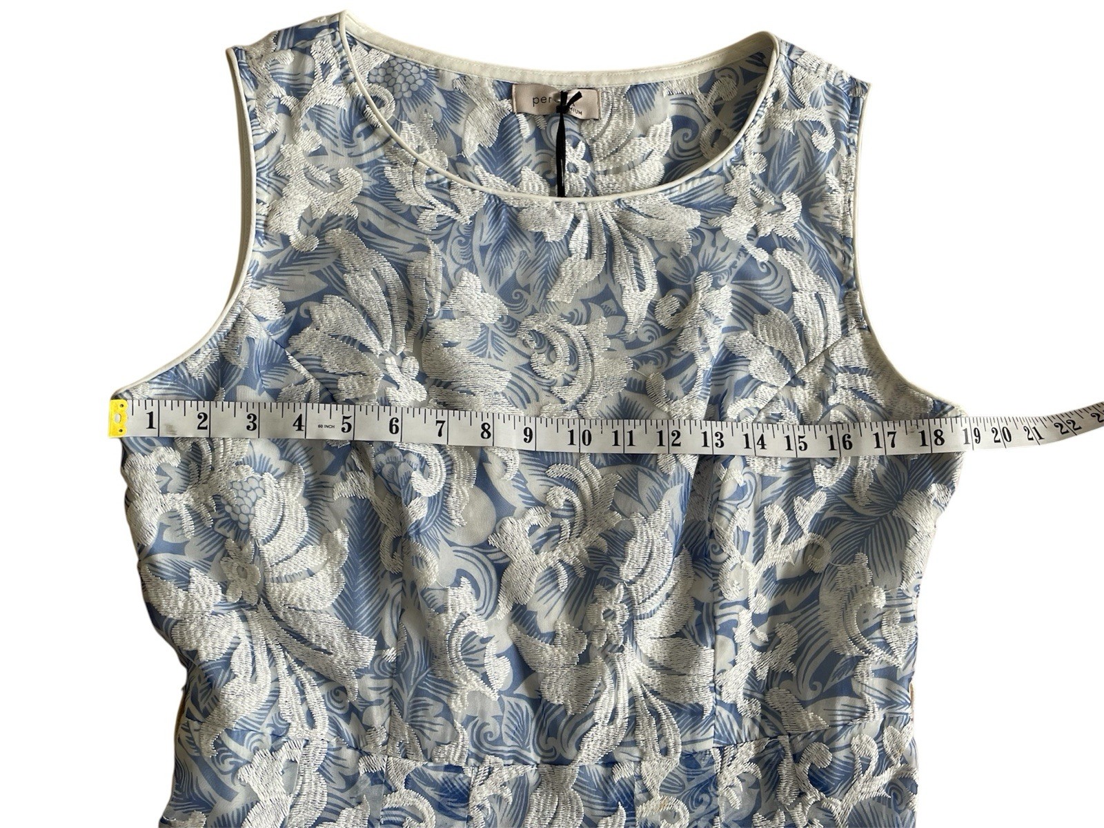 PER UNA PREMIUM. Light Blue & White A-Line Dress Size 14 Floral. Summer. Wedding