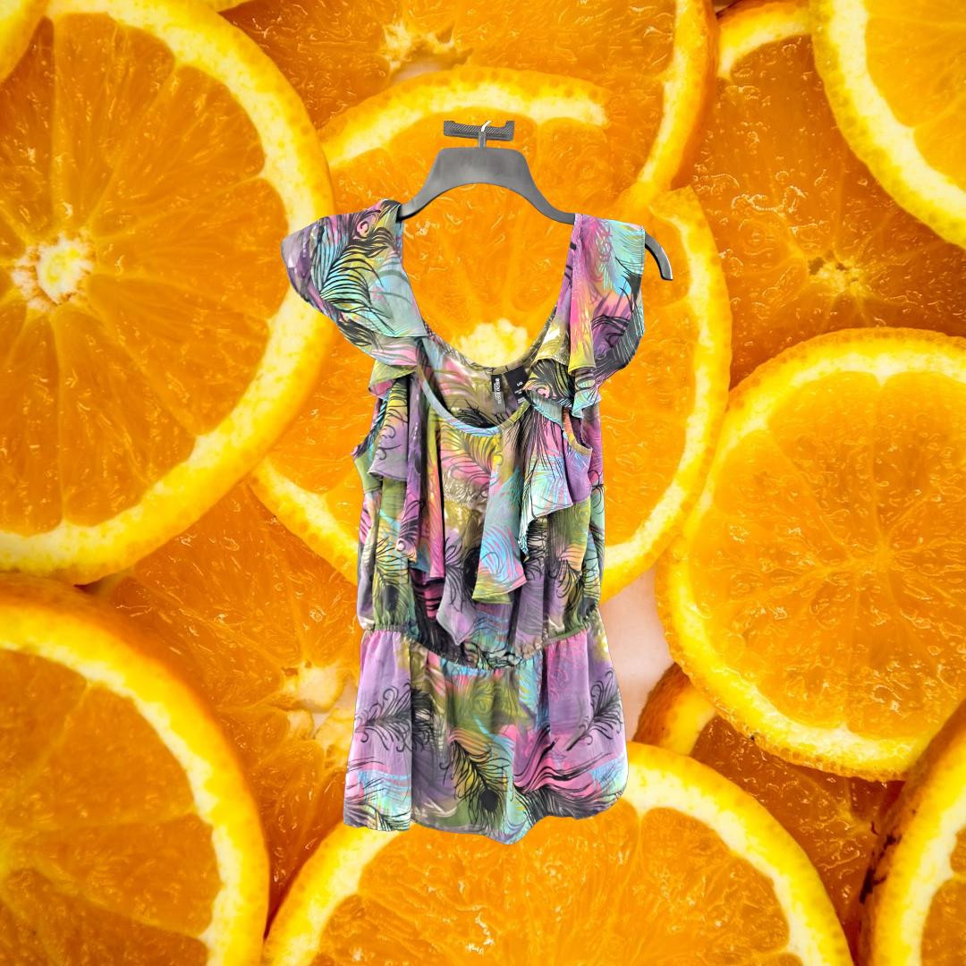 Bisou Bisou Sleeveless Blouse Blue/Yellow/Pink Size LG