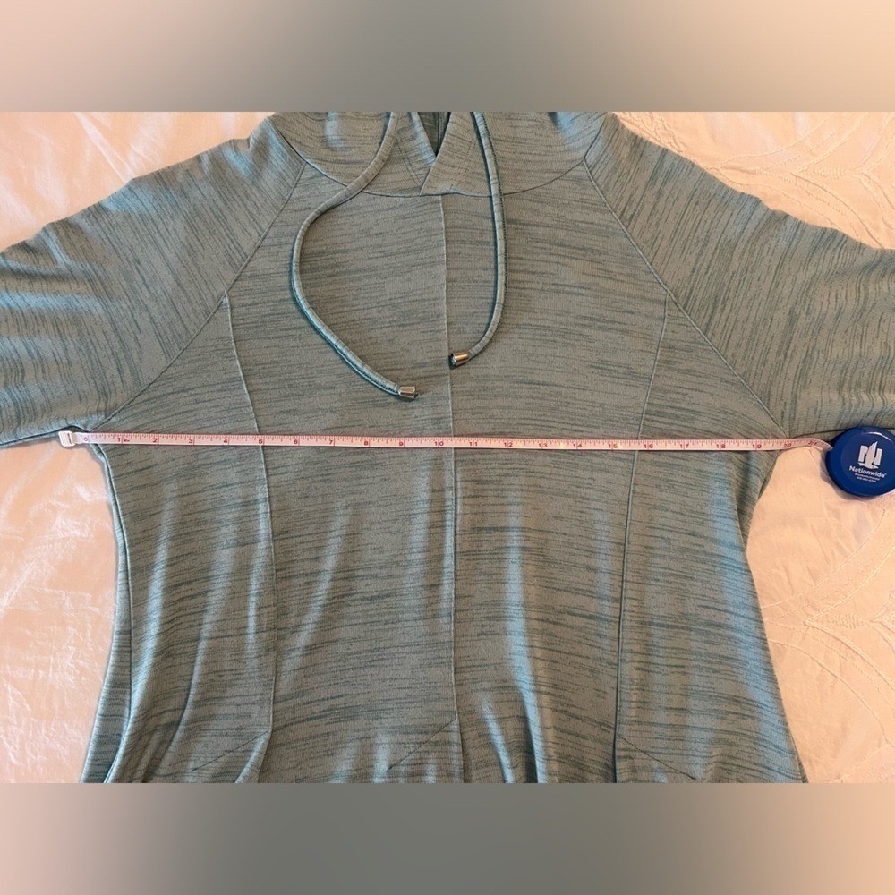 Soft Surroundings Aqua Heather Stretch Knit Riverland Tunic Hoodie Size S