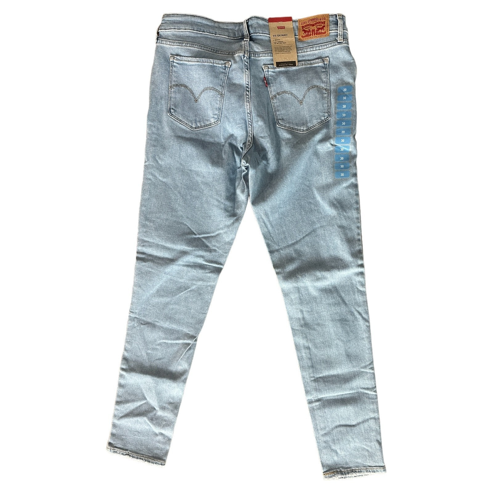 Levi’s Women’s 711 Mid Rise Distressed Stretch Skinny Jeans Size 10 W30 X L30
