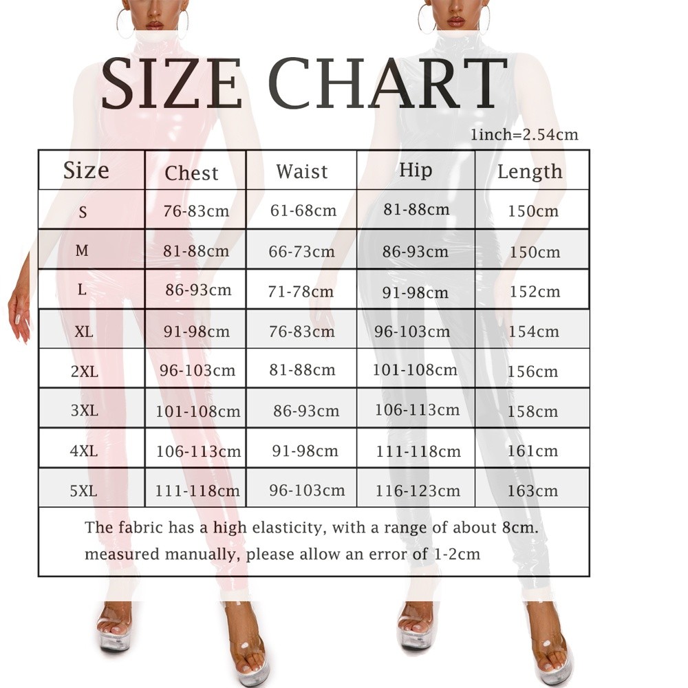 Zipper Stand Up Collar Sleeveless Women Sexy Jumpsuit Glossy Pu Leather Bodysuit
