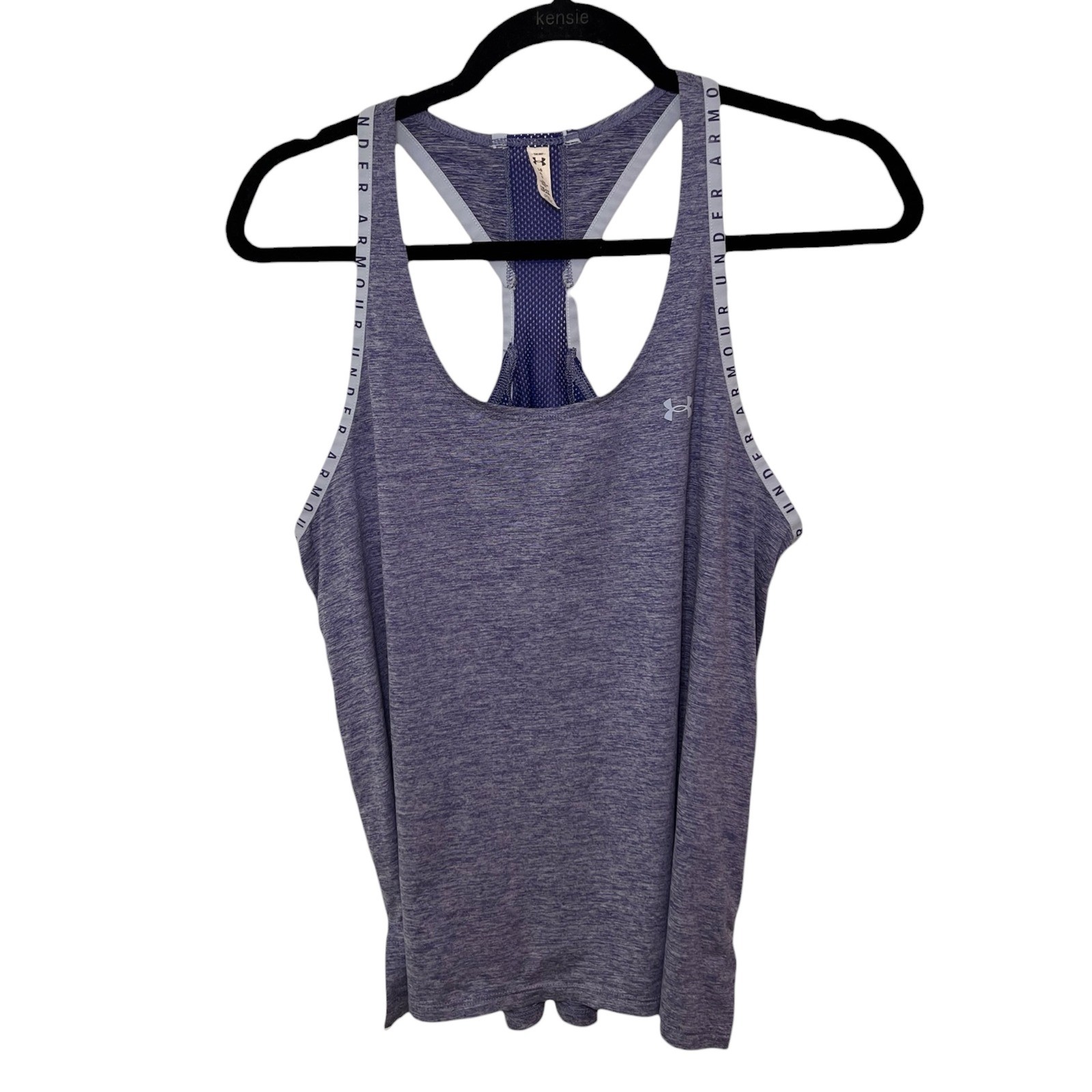 Under Armour Tank Top HeatGear Racerback Mesh Logo Athletic Blue Purple Large