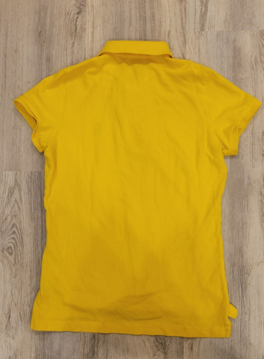 Ralph Lauren The Skinny Polo Shirt Womens Medium Yellow Cotton Pony Logo Golf