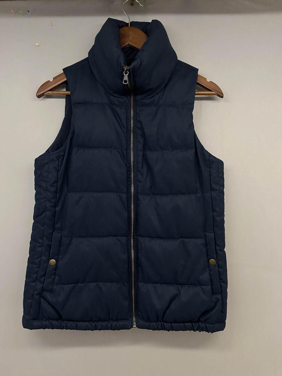 Old Navy Puffer Vest Womens XS Navy Frost-Free Textured Quilted Zip Fleece Lined