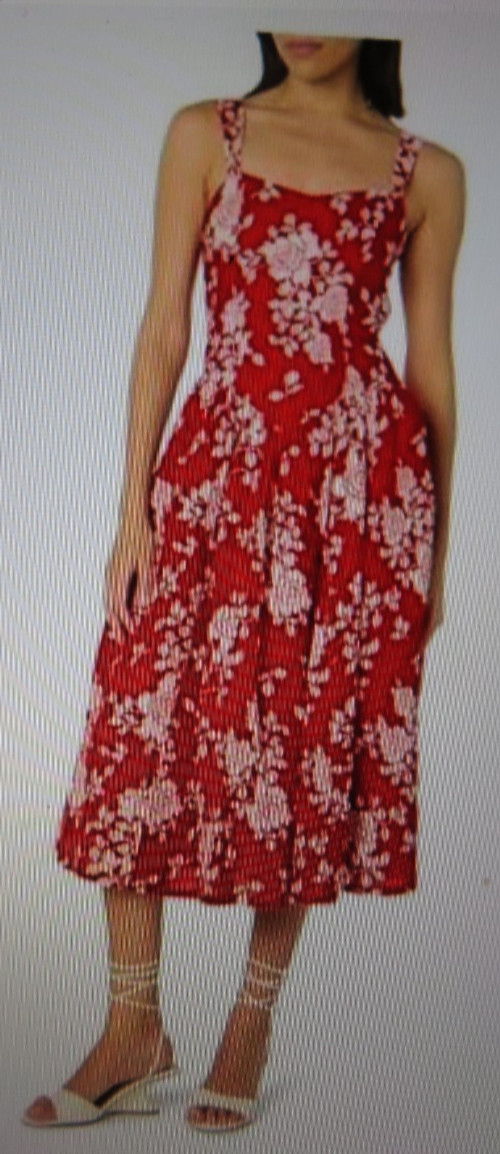 NWT The Drop Women’s Balu Feminine Shaped Waist Dress Red Rose Floral size Small