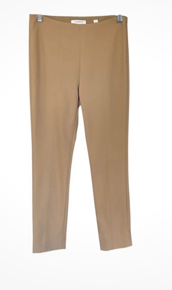 Vince Stitch Front Seam Ponte Legging Pants Tan Camel Size Small