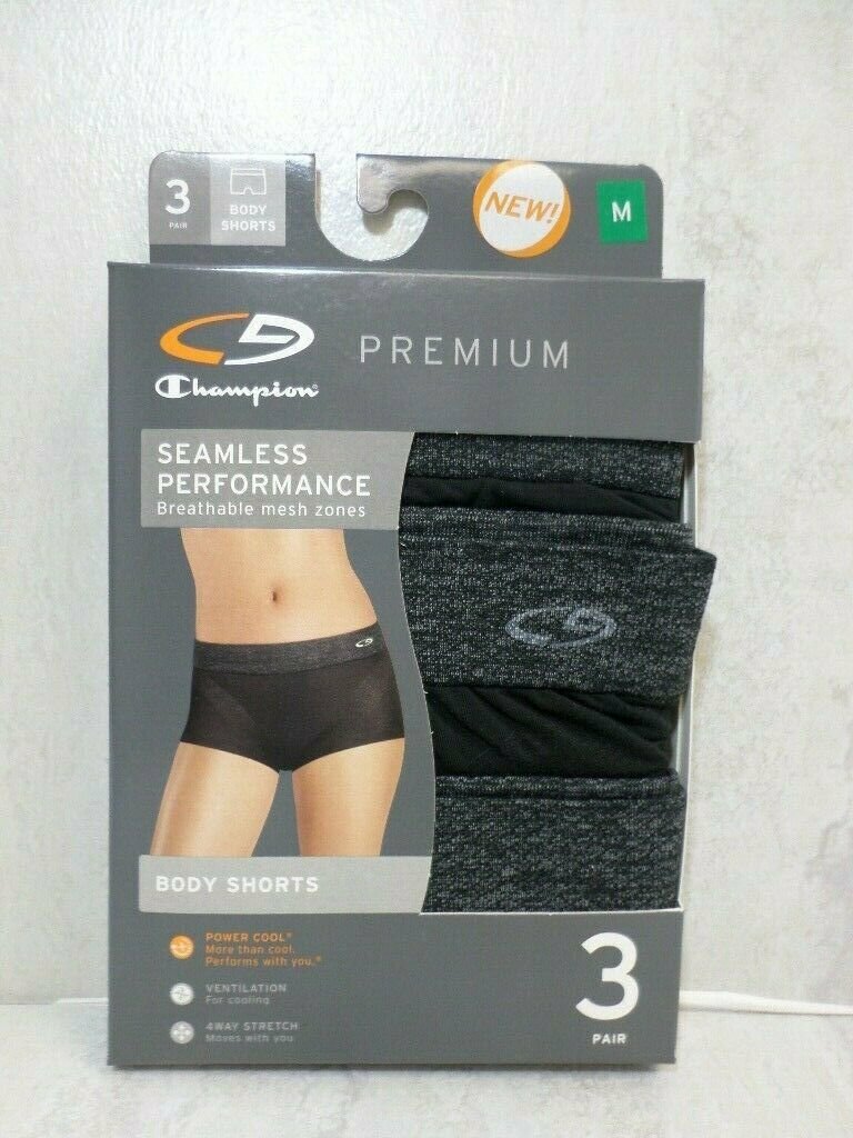 C9 Champion Women’s 3pk Premium Seamless Performance Body Shorts, Black, Medium