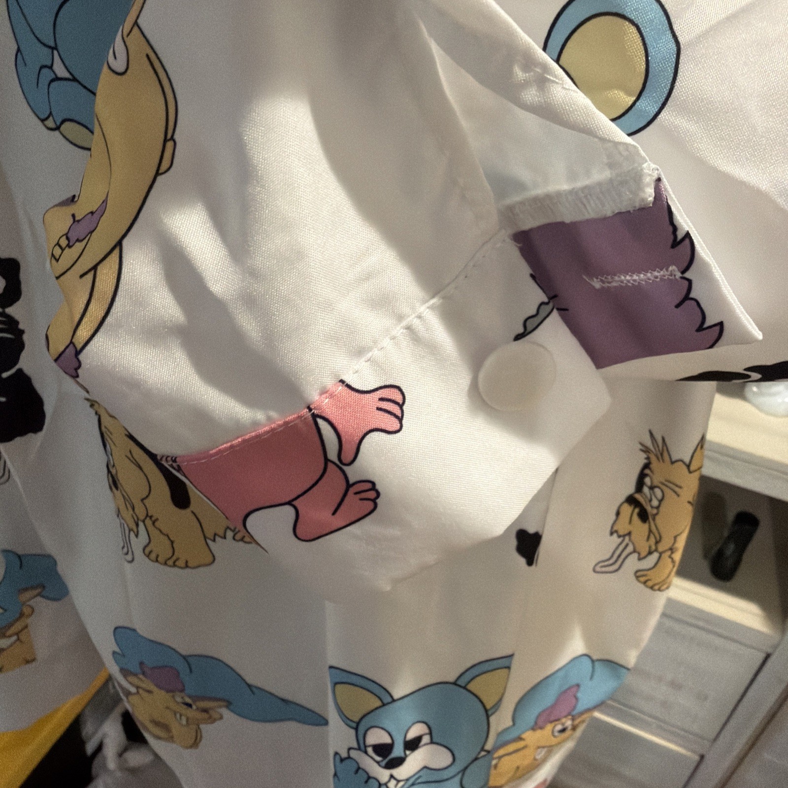 Fashion Gossip “Lazy Oaf” Print Y2K Shirt Cartoon Animals. Blue Yellow Pink XL