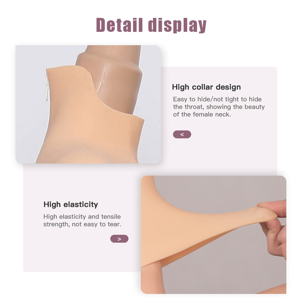 Realistic Silicone Breast Forms Tights Bodysuit with Arm D Cup Fake Boob Cosplay