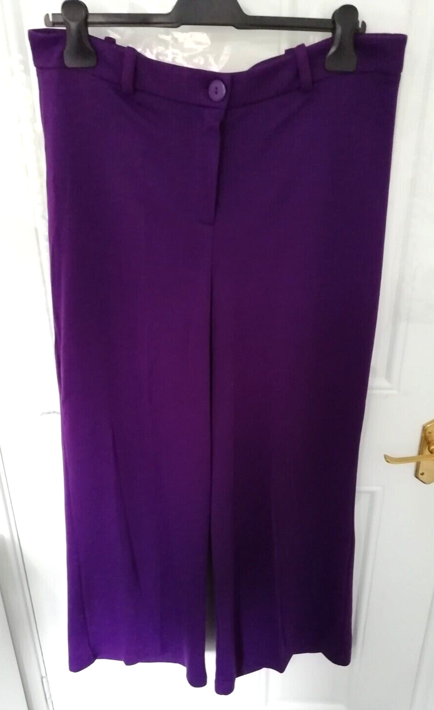 Yours Size 18 Purple Soft Stretchy Wide Leg Trousers Zip Button Fasten Ladies