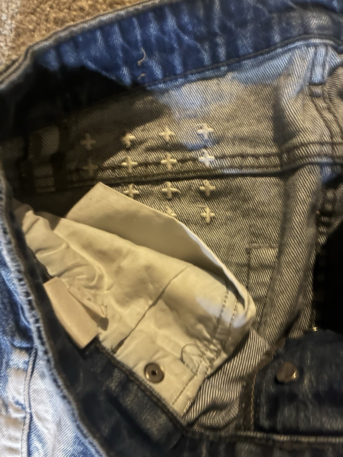 Ksubi Blue Distressed Denim Skinny Jeans Button Fly Studded 5-Pocket M Teens