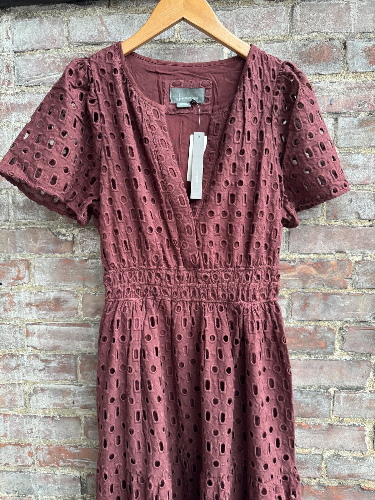 NWT Anthropologie Somerset Maxi Dress Eyelet Brown White Blue Yellow Pink