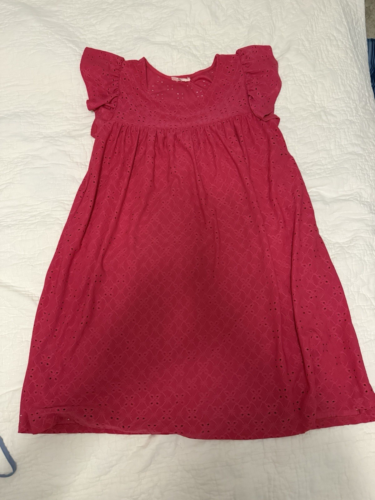 Entro Pink Solid Women’s High Neck Shift Knee Length Dress Ruffle Sleeve S