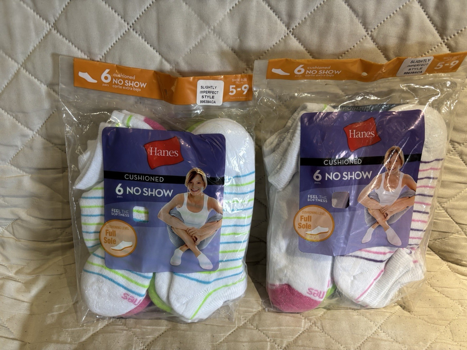 BRAND NEW WOMEN’S SIZE 5-9 HANES 12 PACK CUSHIONED NO SHOW SOCKS SHIPS FREE