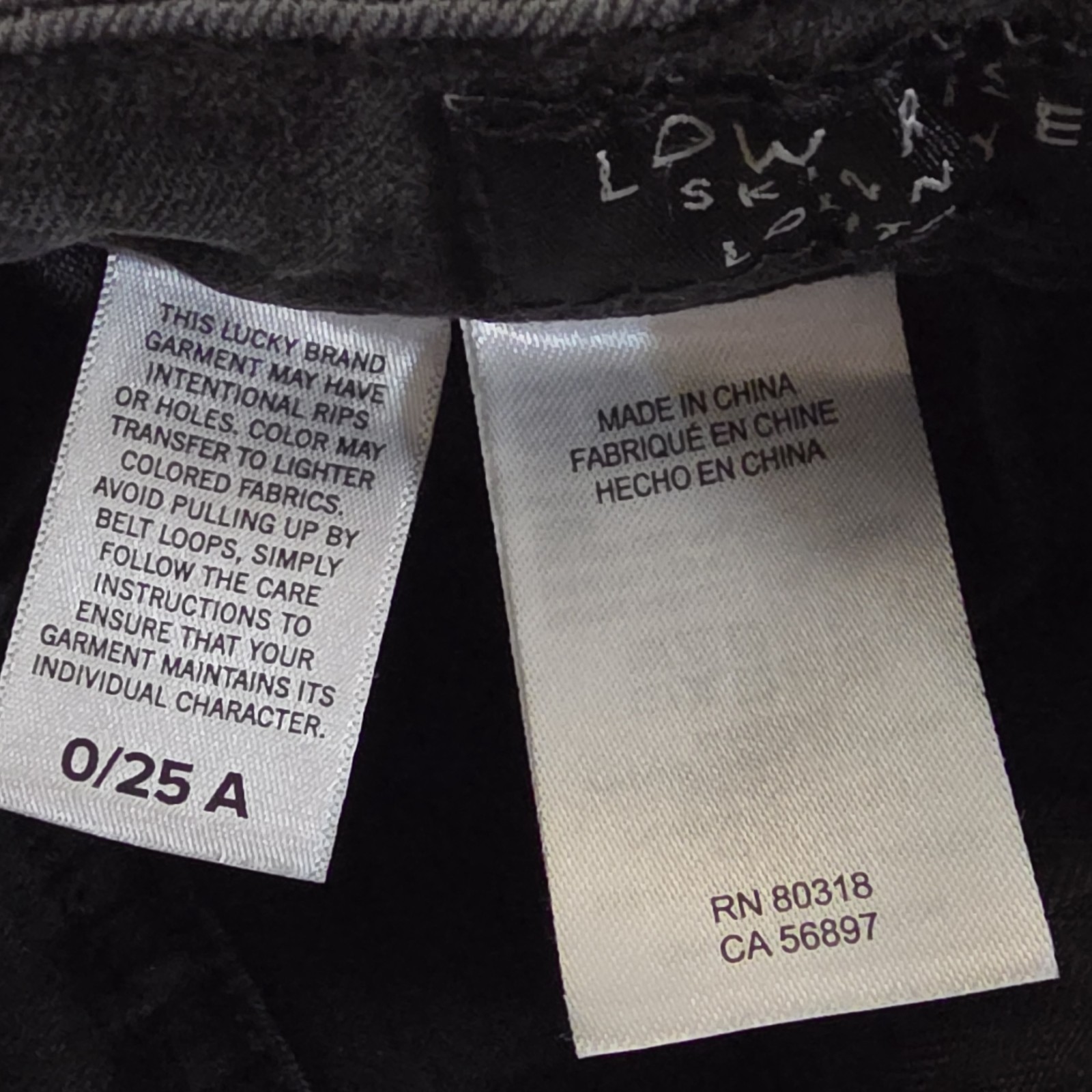 Lucky Brand Women’s Skinny Low Rise Black Dark Wash Denim Jeans 5-Pocket Zip