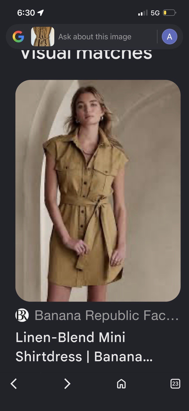 BANANA REPUBLIC FACTORY Khaki Linen Blend Utility Mini Dress Size S Belted
