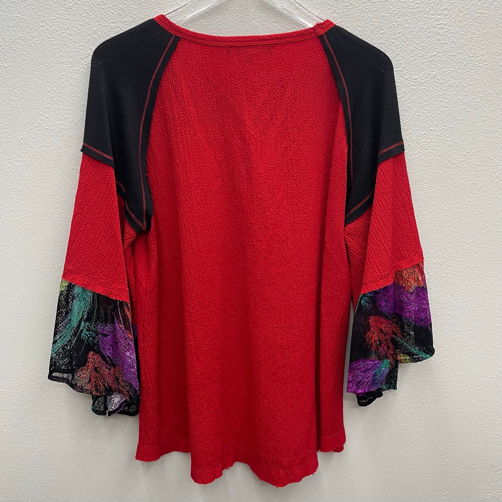 Calessa Red Blended Fabric Tunic Top Size Large