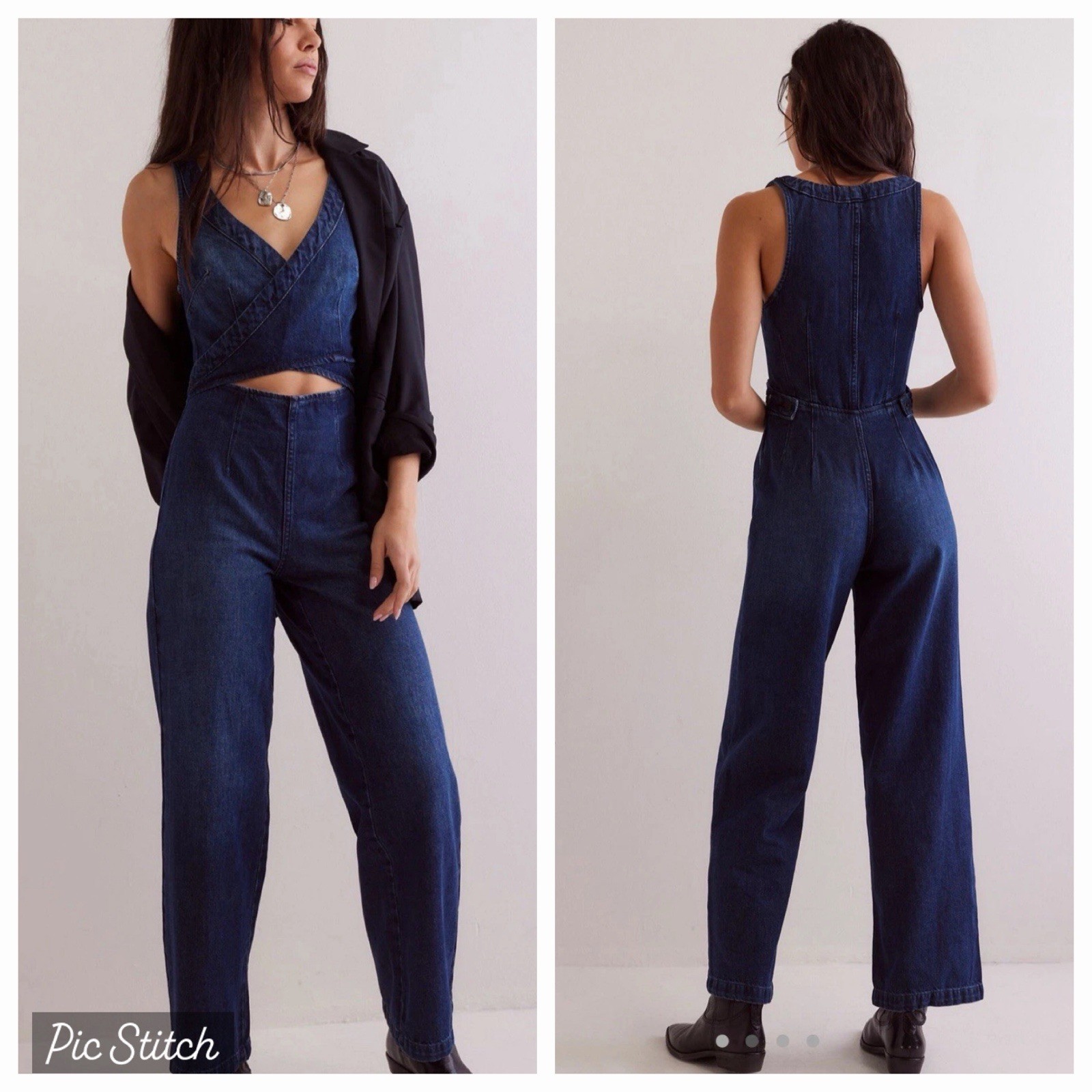 NWT Free People~We The Free Hidden Hills 1 Piece Dark Denim Jumpsuit $148 27