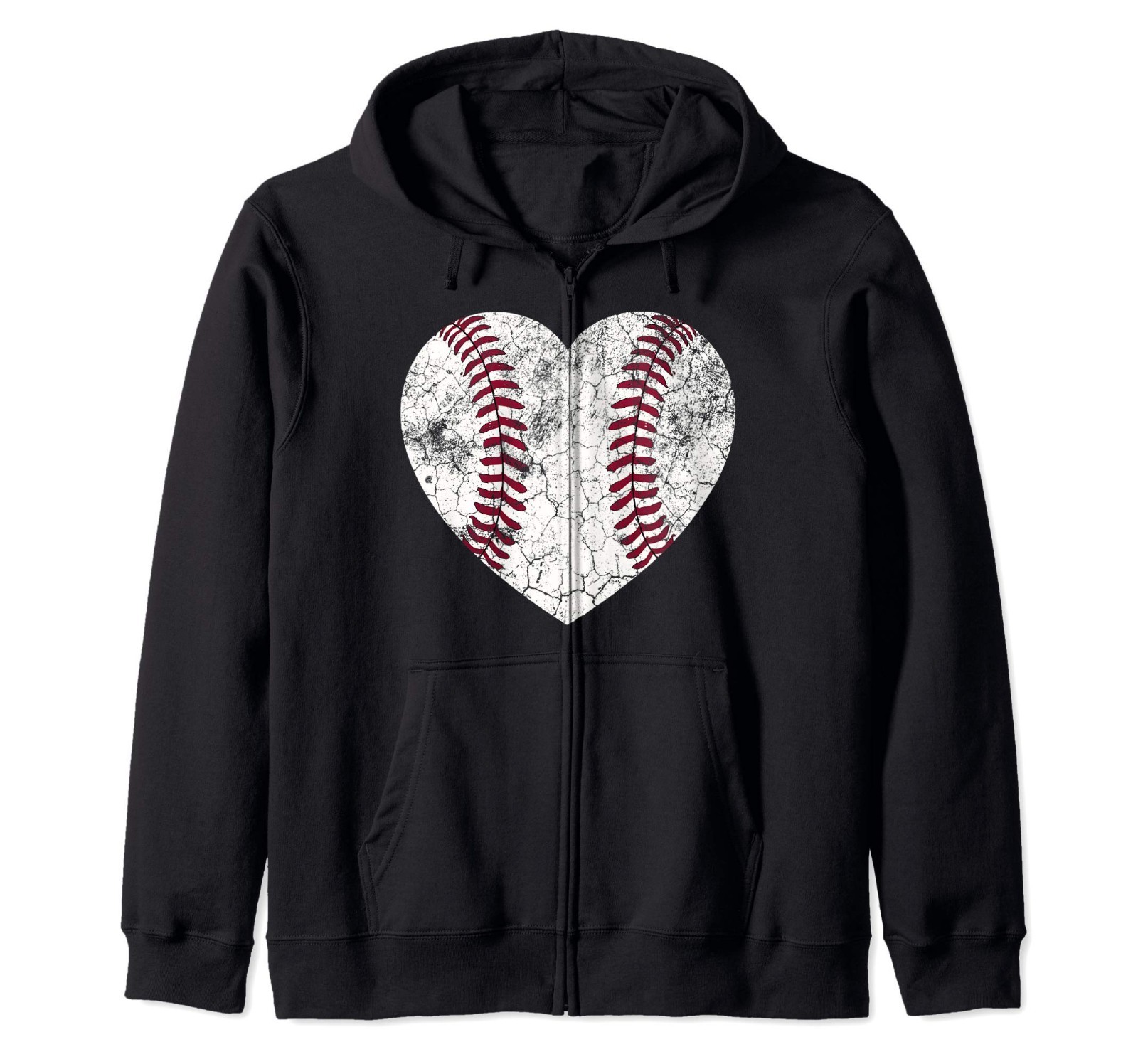 Baseball Heart Fun Mom Dad Men Women Softball Wife Zip Hoodie (Unisex)