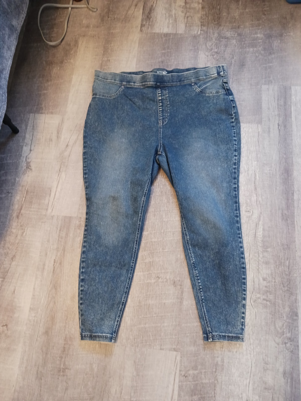 Terra & Sky Jeggings 2X ( 20W 22W) Acid Wash Pull On Skinny High Rise Jeans Blue
