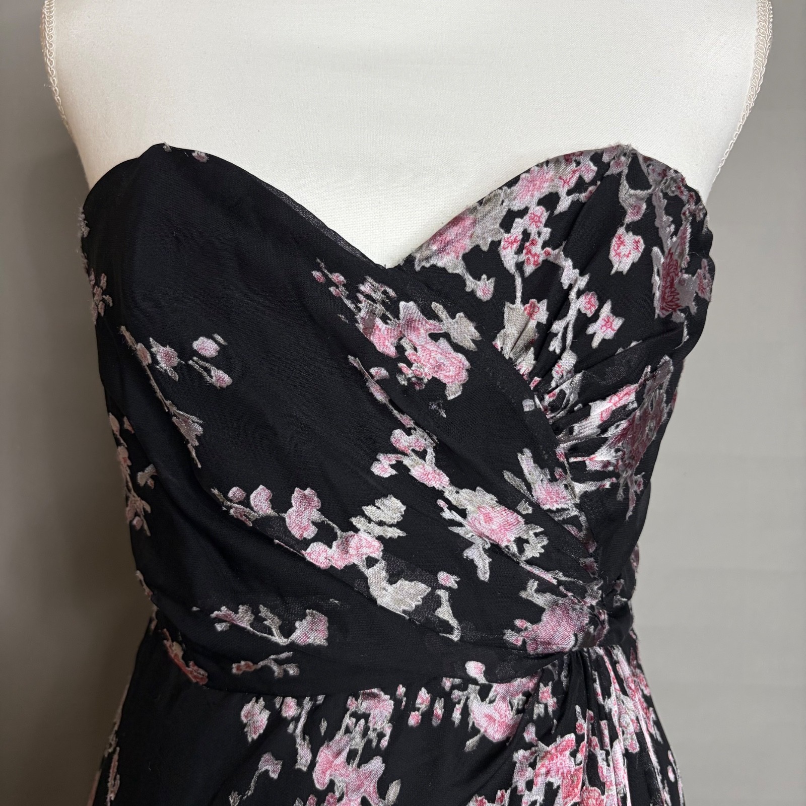 Chrissy Teigen x Revolve Myanmar Dress XS Black Floral Burnout Strapless Maxi