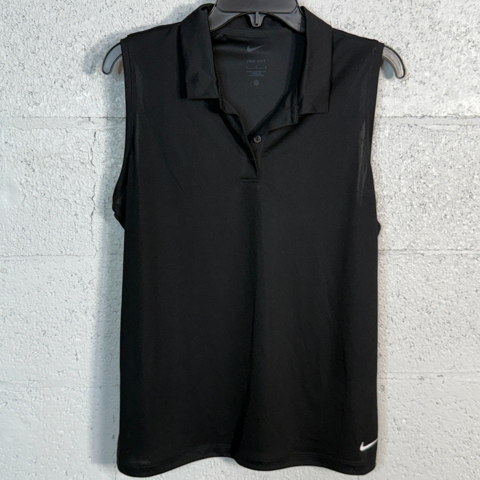 Nike Dri-FIT Victory Sleeveless Golf Polo, black/white large