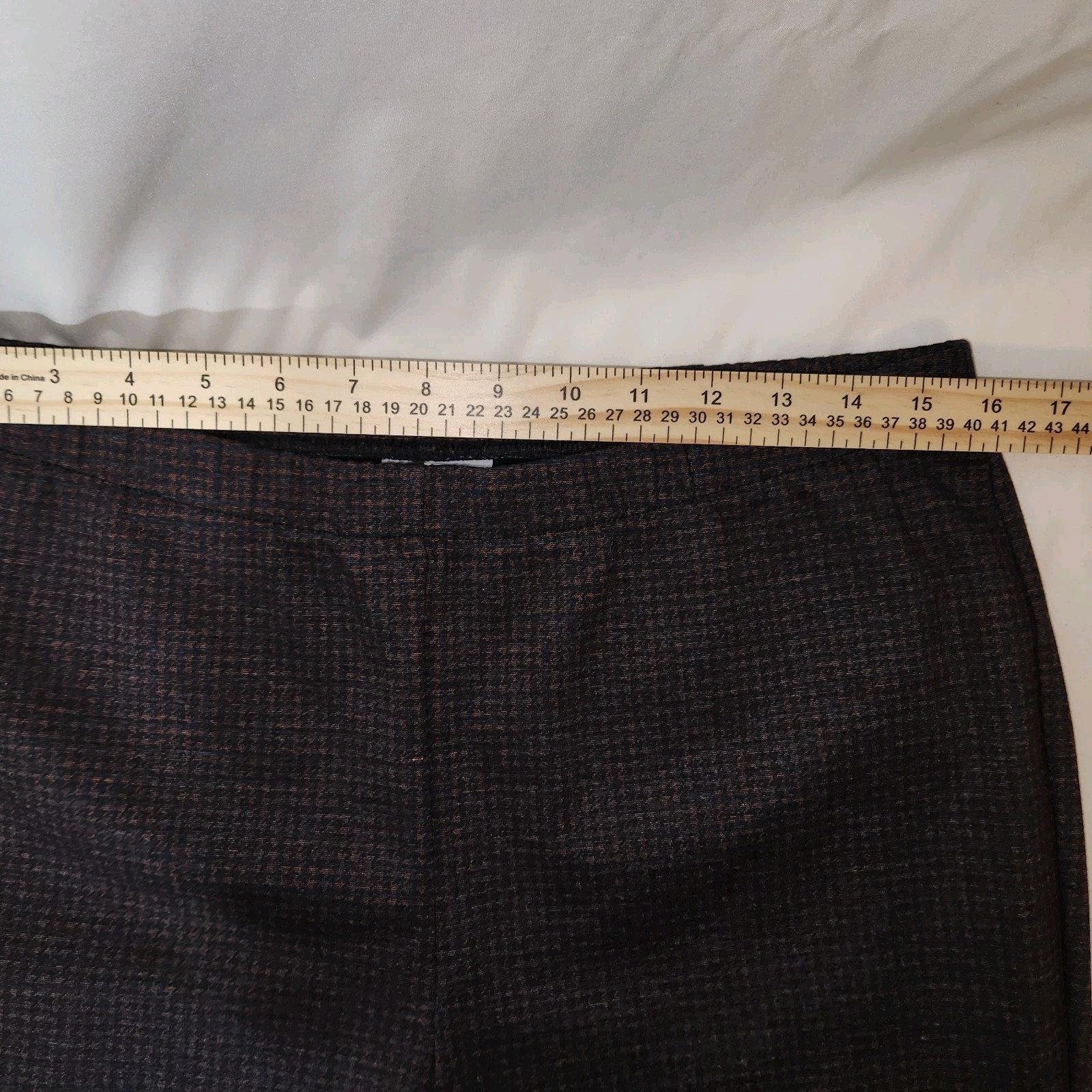 J Jill Brown Check Plaid Ponte Leggings Size L Pull On Elastic Waist Pants