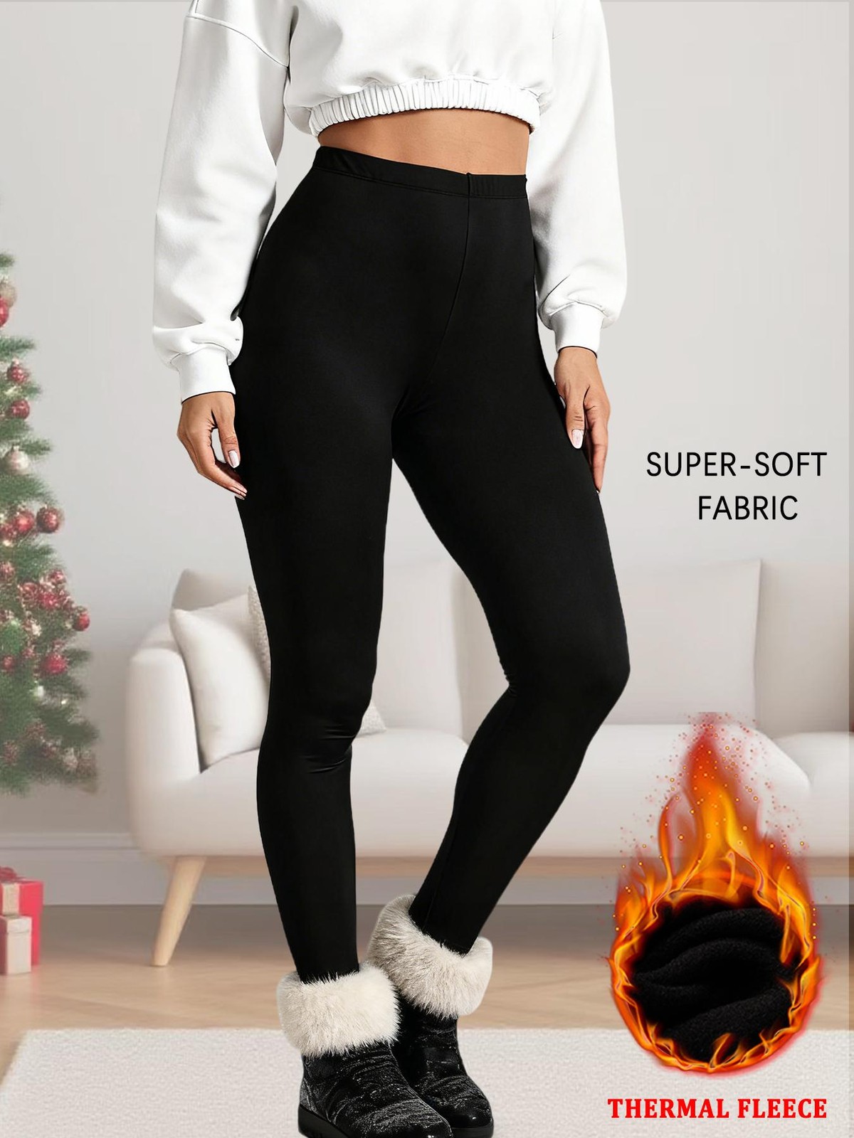 Women’s Thermal Fleece Lined Leggings. Super Soft Low Rise Design Perfect for Yo