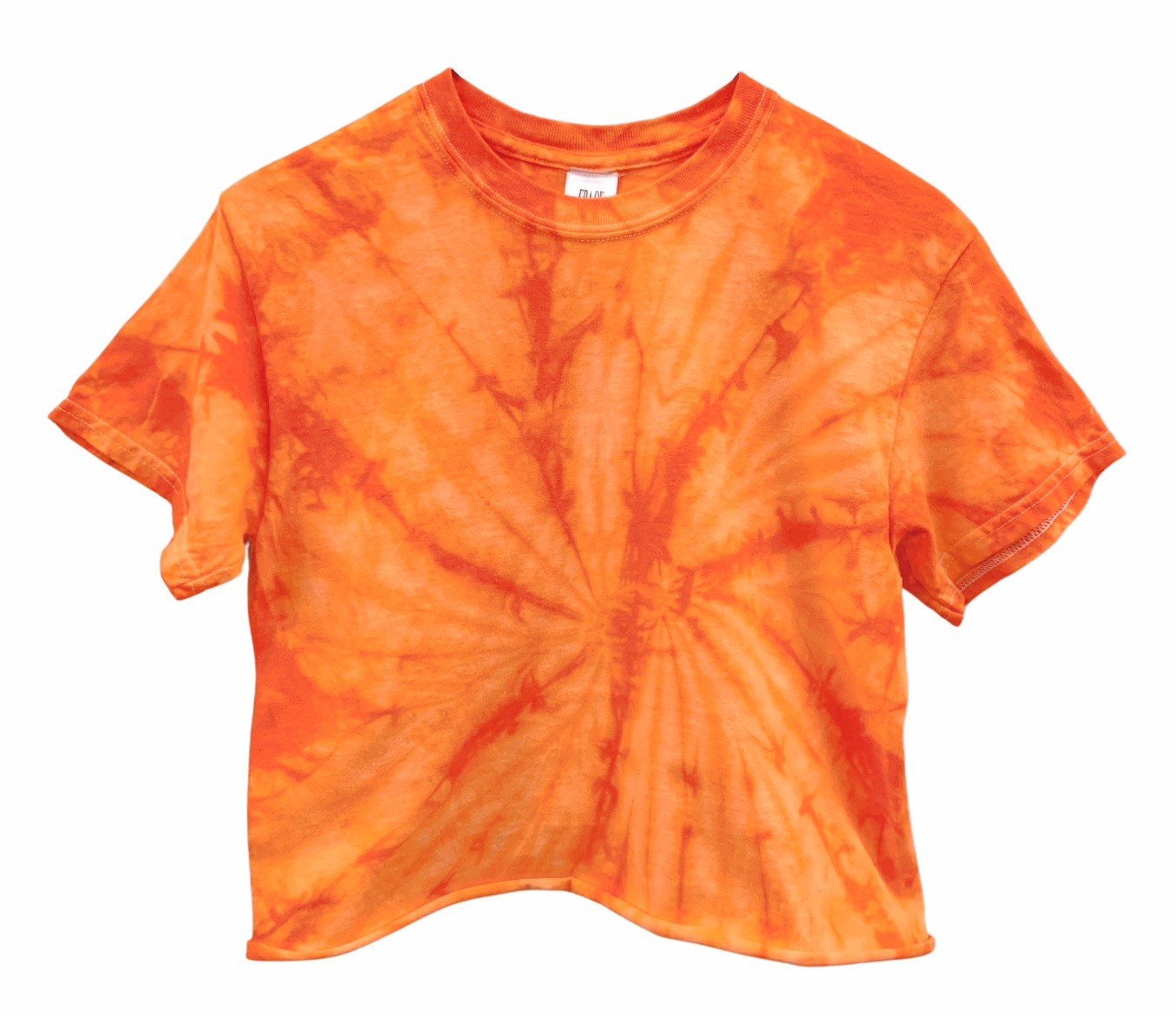 Tie Dye Unisex Cropped Tee, Single Color, Hand Dyed, Raw Bottom Edge