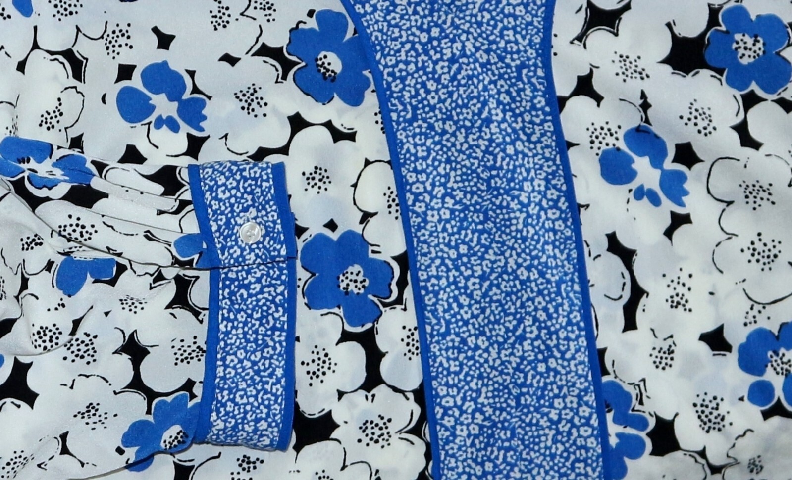 TALBOTS WOMAN Blue Floral Polyester VNck Tunic 55 In Chest 29.5 In Lng Sz 3X EXC