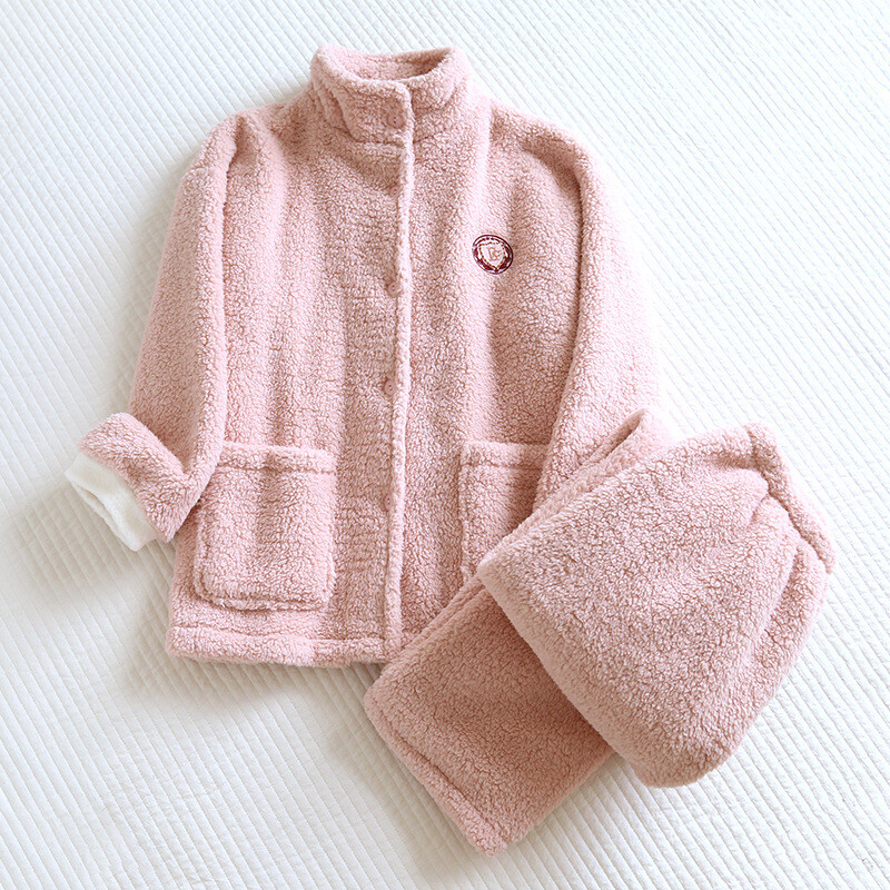 Women Winter Flannel Pyjamas Set Coral Velvet Lounge Pajamas Casual Home Wear