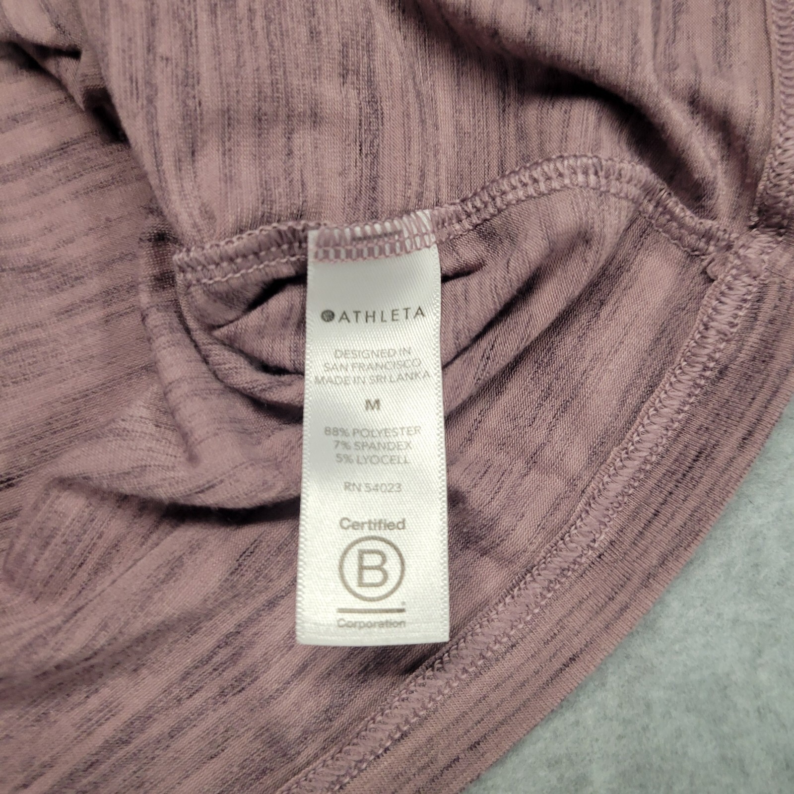 Athleta Mauve Space Dye Dolman Long Sleeve Top Purple Boat Neck Size M