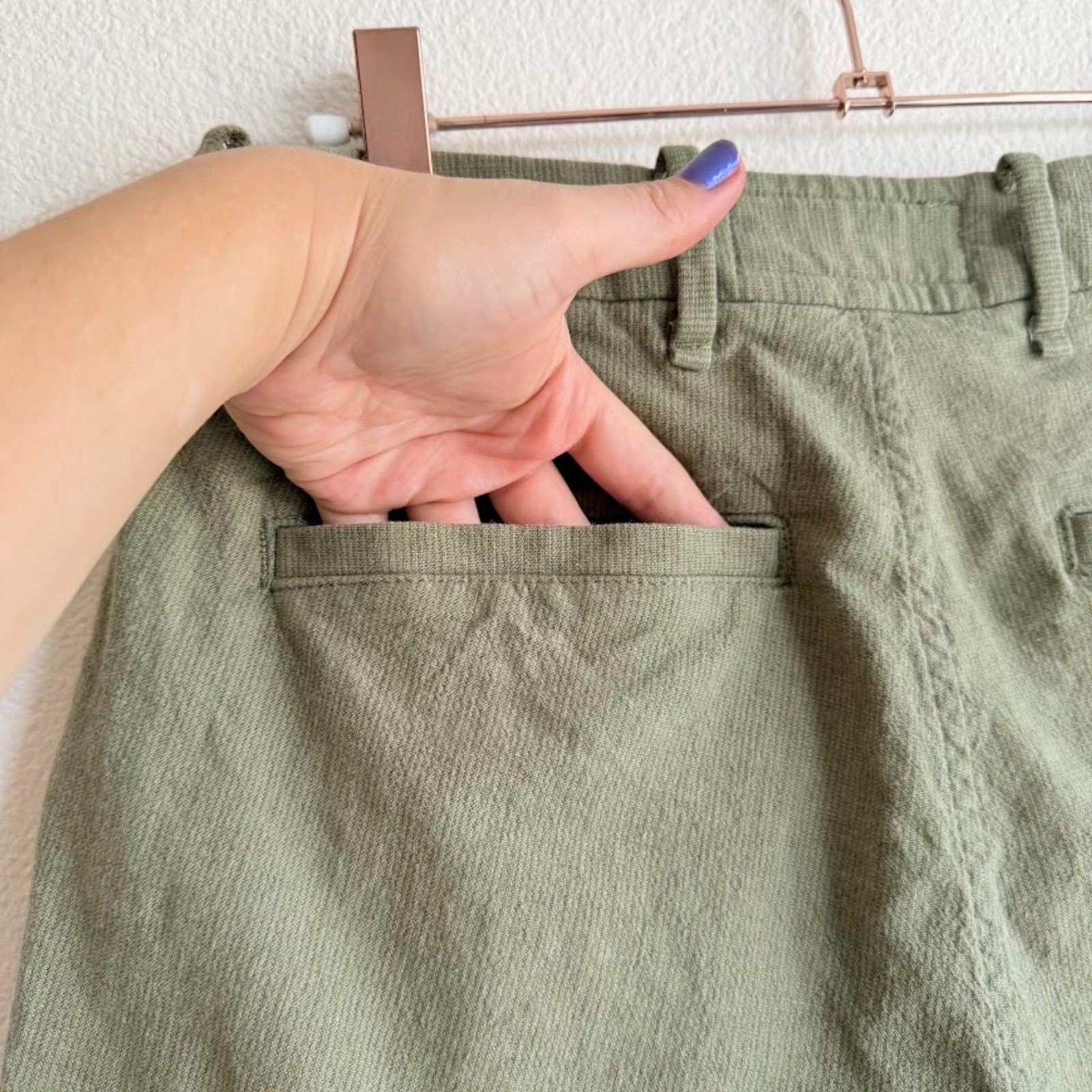 Abercrombie & Fitch Stretch Cotton Linen Blend Shorts in Green Stripe size 28