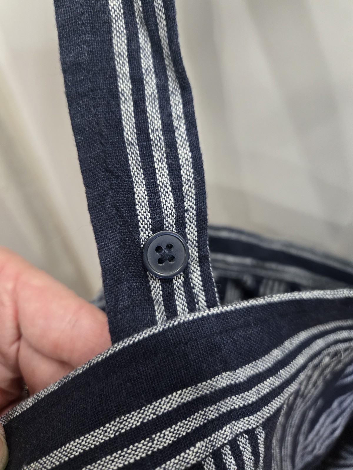 Loft Linen Tank Top Navy with White Stripes, Broad Straps – Adjustable