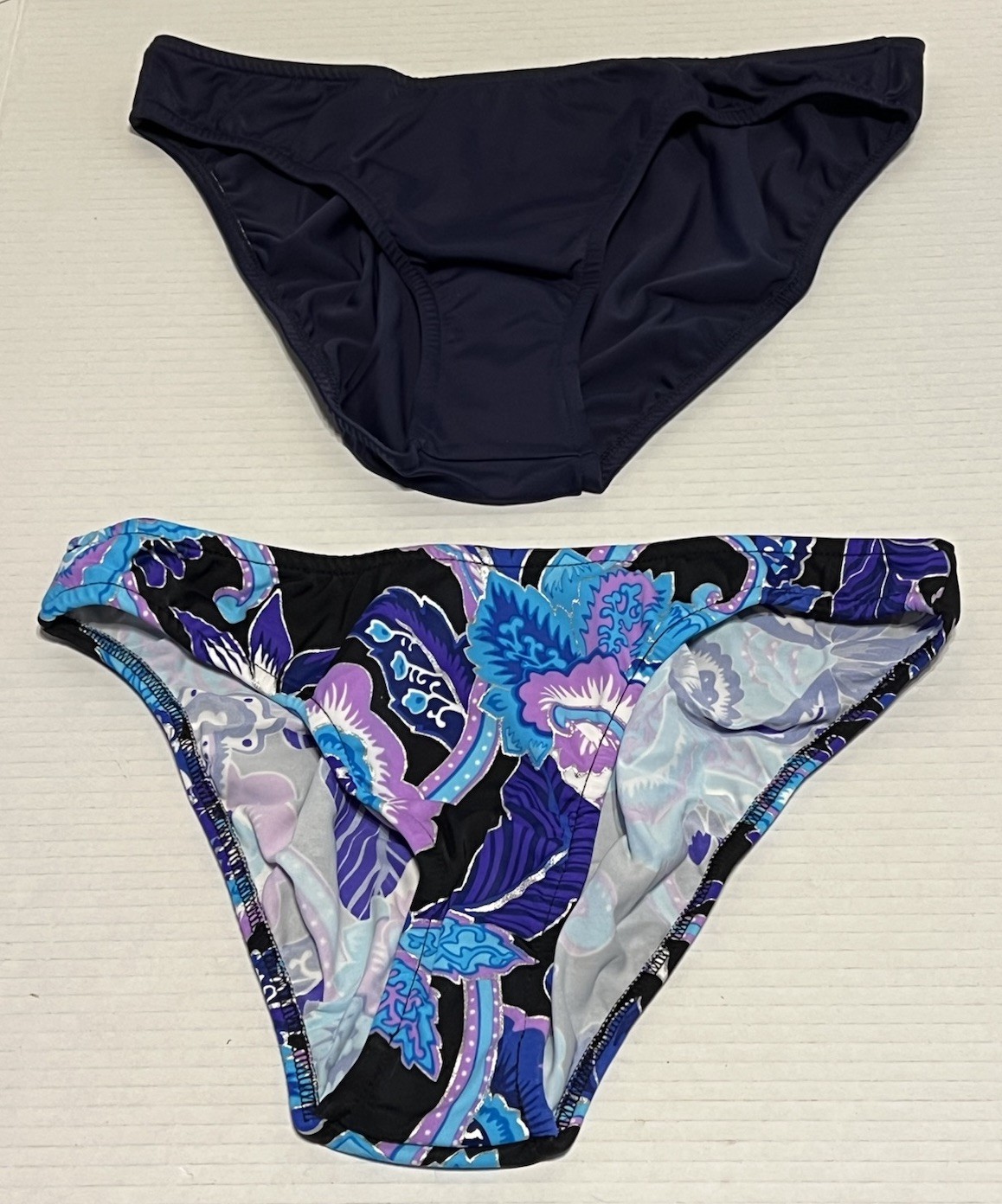 Venus Lot Of 2 Swimsuit Bikini Bottoms Size 8 Multi Color Floral Solid Navy New