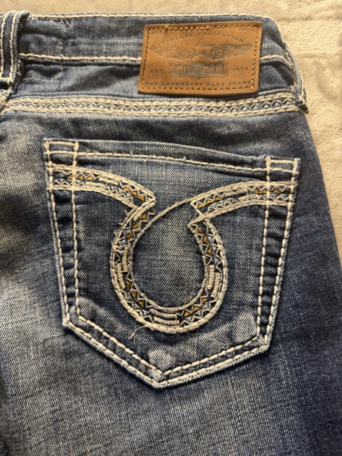 VTG Big Star by Buckle Jeans Womens 29×32 Liv Distressed Faded Low Rise Western