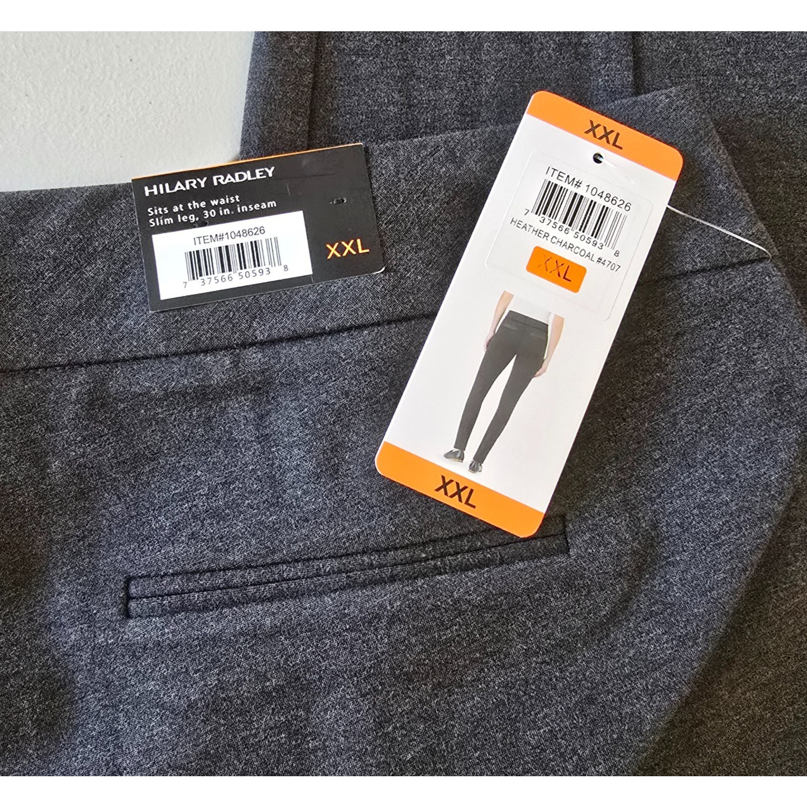 Hilary Radley Slim Leg Pants Slacks Women’s XXL Heather Charcoal Pull On NWT