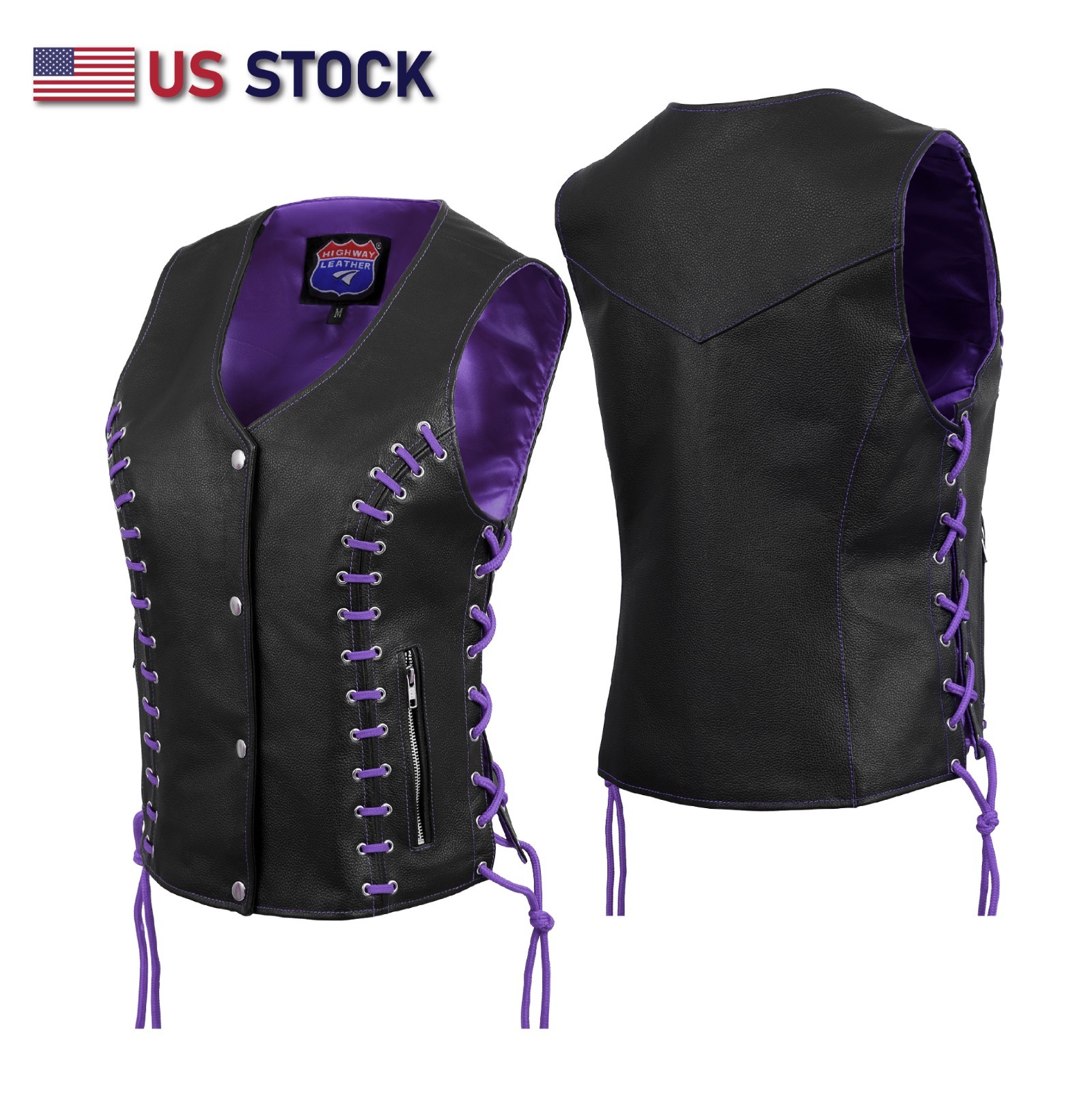 HL14859TEYELET WOMEN SIDE LACE VEST M/O BUFFALO LEATHER