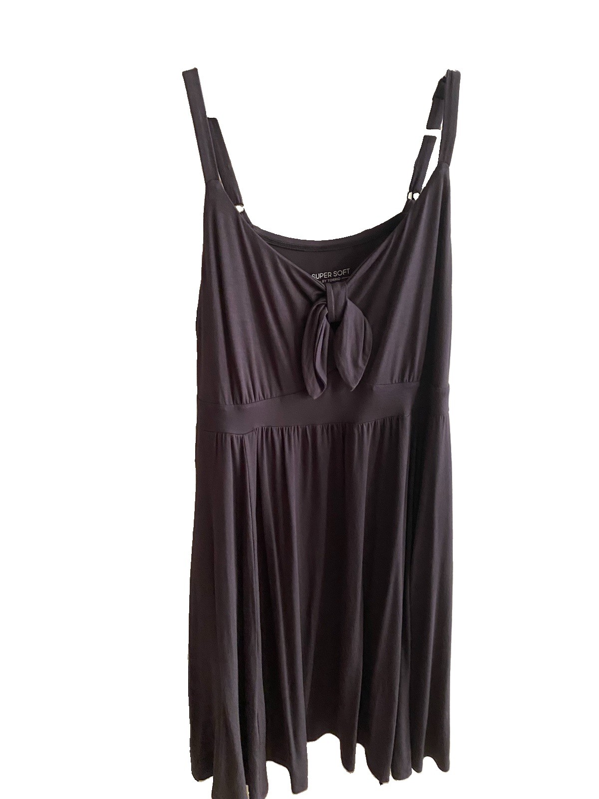 Super Soft Knee Length Purple Jersey Scoop Neck Bow Dress Size 2 with pockets